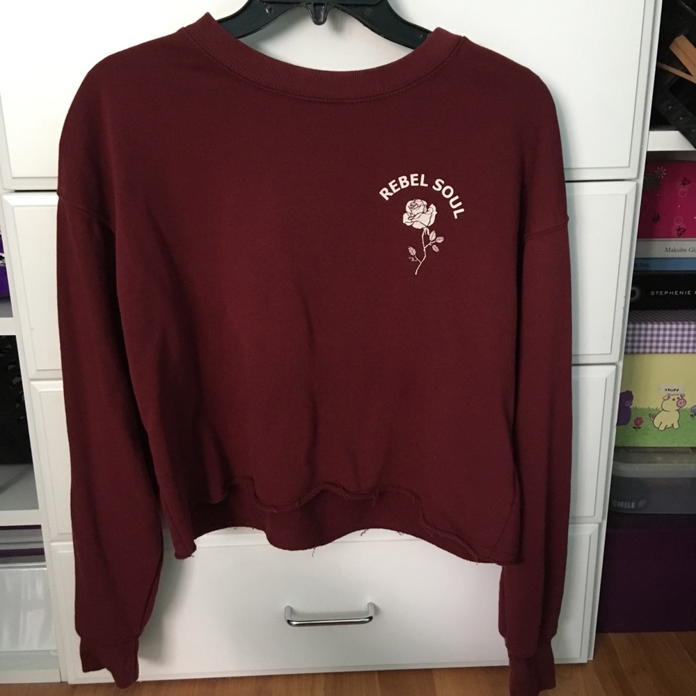 Bershka red cropped graphic sweater